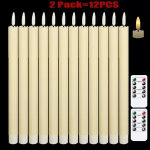 12PCS LED Óptica Cera Velas de Barra con Temporizador Velas Sin Llama con Vela de Mesa DE - Imagen 1 de 7