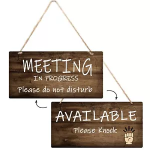 in a Meeting Sign for office Door Welcome Please Knock Door Sign Plaque Hangi... - Picture 1 of 5