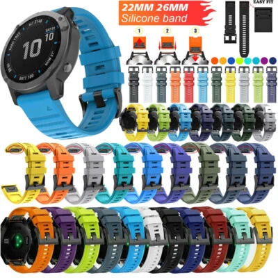 For Garmin Fenix 7/7 Pro/5 Plus 6/6 Pro Quick Fit Silicone Watch Band Strap 22mm - Image 1 of 4