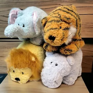 Lot Of Four 6" Showtime Plush Stuffed Animals Lion Tiger Elephant Hippopotamus - Picture 1 of 17