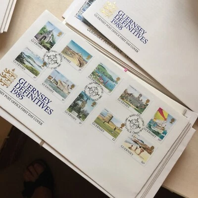 GUERNSEY FDC 1985 FIRST DAY COVER DEFINITIVES 1p to £2 - Image 1 of 3