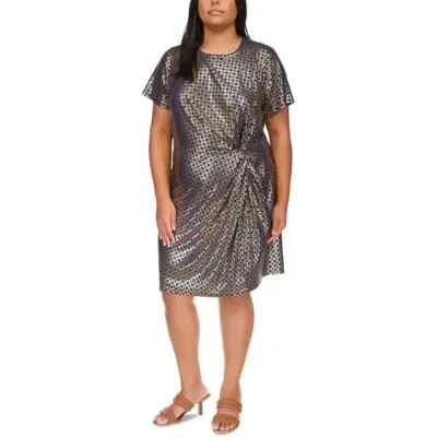 MICHAEL Michael Kors Women's Navy Metallic Party Sheath Dress Plus 1X - Image 1 of 4