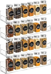 New 4 Pack Acrylic Spice Rack Wall Mount, 15 Inch Clear Acrylic Floating - Picture 1 of 5