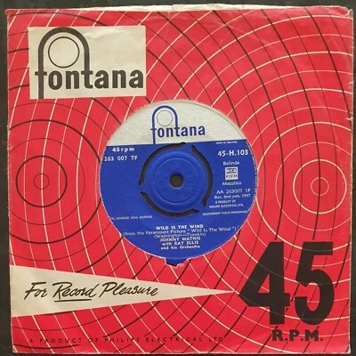 JOHNNY MATHIS - Wild is the Wind/No Love - Philips - H 103 - MINT - Image 1 of 2
