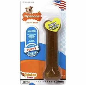 Nylabone Teething Chew Bone Puppy Size Chicken Flavored Toy Up To 35lbs Dog - Picture 1 of 7