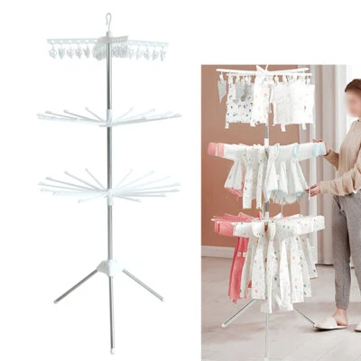 3-Tier Rotation Clothes Drying Rack Foldable Laundry Hanger Tripod Stand Rack - Image 1 of 4