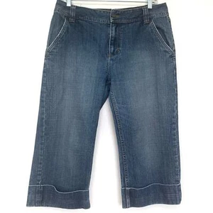Hillard & Hanson Cropped Jeans Sz 10 Women's High Rise Straight Wide Leg Blue - Picture 1 of 6