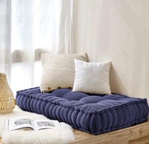 Floor Pillow Lounger Cushion Oversized Dorm Bedroom Apt Blue Kids Bed Tufted - Picture 1 of 24