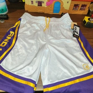 NEU mit Etikett Herren Gr. Medium gelb & lila "UND 1" Basketball Shorts Lakers Farbe - Bild 1 von 7
