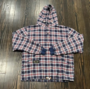 The Vermont Flannel Co Hoodie Men’s Medium Plaid Blue Red Cotton  - Picture 1 of 4