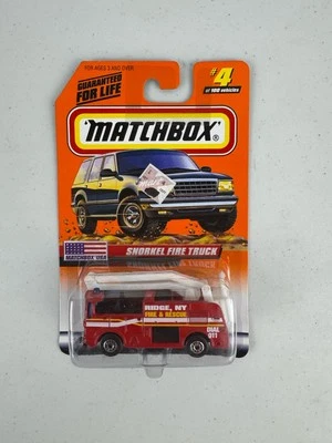 1998 Matchbox Snorkel Fire Truck Ridge, NY Rescue 1998 #4 New in Package - Image 1 of 4