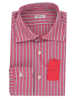 Kiton Rosso a Righe Cotone Camicia - Slim - (KT11302323) - Immagine 1 di 4