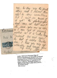 *RAR SIGNIERT von Prinzessin Olga von Griechenland "OLGA" 1923 BRIEF - KÖNIGLICHES AUTOGRAMM - Bild 1 von 2