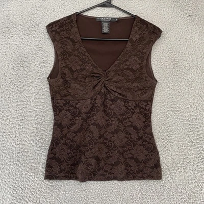 Rampage Y2K Babydoll Tank Womens Medium Brown Lace Floral Fairy Grunge Woodland - Image 1 of 4