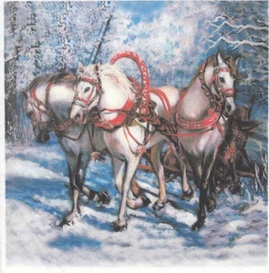 1 servilleta de papel almuerzo servilleta (D8-31 RM) caballos - carruaje - invierno - Imagen 1 de 1