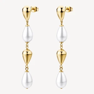 BROSWAY PERFECT ORECCHINI PENDENTI  IN ACCIAIO COLOR ORO CON PERLA BPC77 (4795) - Foto 1 di 5