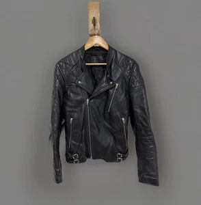 Alexander McQueen Black Diamond Quilted Grained Leather Biker Bomber Jacket 48 - Picture 1 of 21