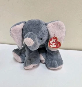 Ty Pluffies Elephant Winks Gray Plush Stuffed Animal 9” Grey Lovey Tylux 2002 - Picture 1 of 5