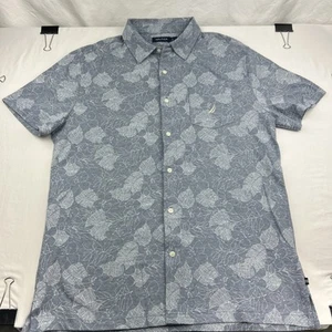 Camisa abotonada manga corta estampado floral azul Nautica - talla grande para hombre - Imagen 1 de 7