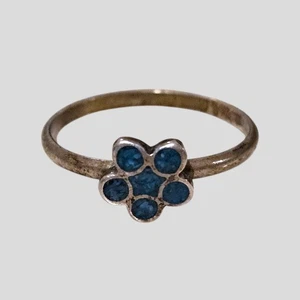 Anillo Flor Incrustación Turquesa Talla 3.5 Sin Marcar Tono Plata Boho Suroeste... - Imagen 1 de 7