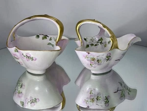 Antigua crema y azúcar Tressmann & Vogt Limoges pintada a mano como nueva - Imagen 1 de 9