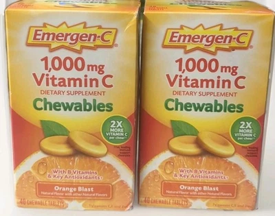 2 Emergen-C Orange Chewables 1000 mg 40 Chews By Emergen-C Expiry:12/2026 - Image 1 of 3