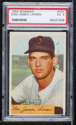 Bowman Don Larsen 1954 #101 PSA 5 novato radiocontrol Foto 1 de 2