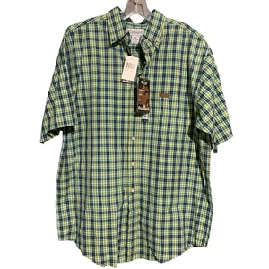 Vintage Carhartt Mens Medium Spell Out Short Sleeve Button Down Shirt - Picture 1 of 8