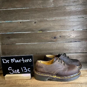 Kids Dr Martens The Original England Brown Leather Plain Toe Oxfords Size 13 C - Picture 1 of 6