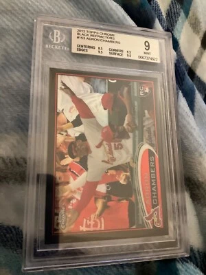2012 Topps Chrome Black Refractors #153 Adron Chambers /100 BGS 9 - Image 1 of 2
