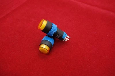 2PCS Cutout 12MM 110V Yellow LED ILLUMINATED Round Momentary PUSH BUTTON 5 PINS - Image 1 of 4