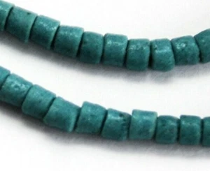 210 EMERALD GREEN RECYCLED GLASS HEISHI / DRUM / SEED BEADS FROM GHANA, 3 - 4 MM - Picture 1 of 2