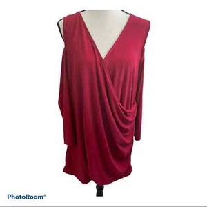 Torrid Cold Shoulder V-Ausschnitt Bluse Rot Gr. 4 Top. Übergröße - Bild 1 von 7