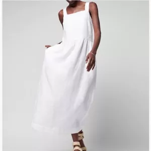 NEW Faherty 100% Linen White Allegra Halter Maxi Dress Size Medium - Picture 1 of 10
