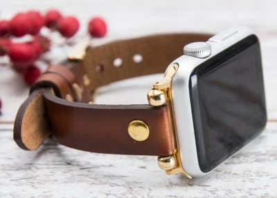 Brown Thin 38 40 42 44mm iWatch Wrist Strap for Apple Watch 1 2 3 4 Handmade  - Image 1 of 4