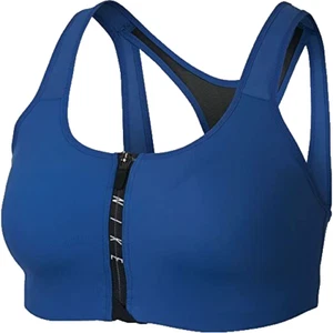 NEW NIKE PRO [S] Women's ZIP Medium Support Sports Yoga/Gym Bra-Blue 858429-433 - Picture 1 of 2