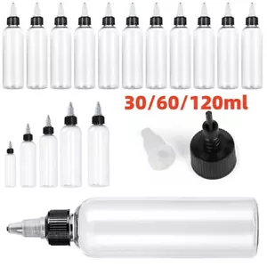 30/60/120ml Plastic Dispensing Bottles with Twist Top Cap Containers for Liquids - Picture 1 of 11