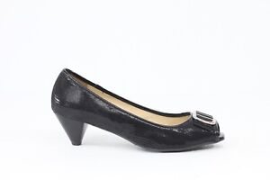 French Sole FSNY Black Heels sz 8 Women Shoes Peep Toe Pumps Leather Business 