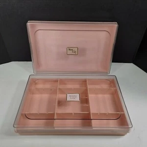 Set 2 VTG Mary Kay Glamour Shade Organizer 1985 Plastic Tray Makeup Vanity Cases - Picture 1 of 11