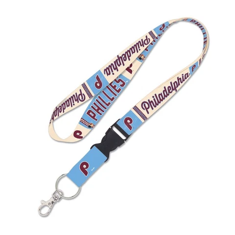 PHILADELPHIA PHILLIES KEY CHAIN LANYARD DETACHABLE BUCKLE 1" WIDE 22" LONG Cover
