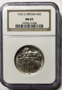 1926-S Oregon Trail Bright White NGC MS65 Low Mintage - Picture 1 of 2