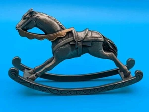 Vintage Pewter With Brass Miniature Rocking Horse Figurine Signed C.A.T. 1980 - Picture 1 of 9