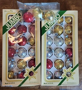 Vtg Pyramid Made In USA Multicolored Christmas Ornaments 1.5" 2 Boxes +3 (39) - Picture 1 of 5