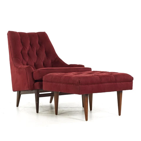 Milo Baughman for James Inc. Mid Century Lounge Chair with Ottoman Cover