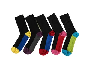 5 10 PAIRS BOYS GIRLS SCHOOL DESIGN FUNKY HEEL AND TOE COTTON RICH SOCKS AL SIZE - Picture 1 of 1
