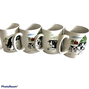 4er Set Kuh Grafik Tassen Mehrfarbig Auf Weiß 10 Unzen 3,75x4,5x3" - Bild 1 von 5