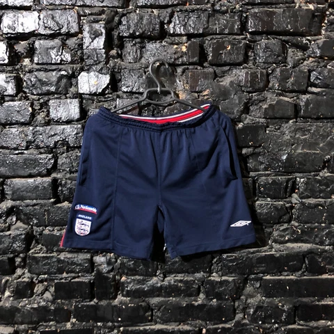 England Team Training Football Shorts Blue Umbro Polyester Mens Sz L Cover
