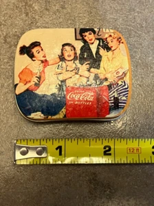 Vintage Coca-Cola Small Collectable Tin Mint Pill Box Rectangle Hinged Free Ship - Picture 1 of 4