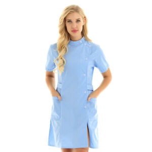 Women Medical Hospital Cosplay Uniform Doctor Nurse Dress Coat Scrubs Lab Top