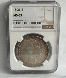 1896 Morgan Silver Dollar NGC MS63 *Nice Toning* #023 - Picture 1 of 4